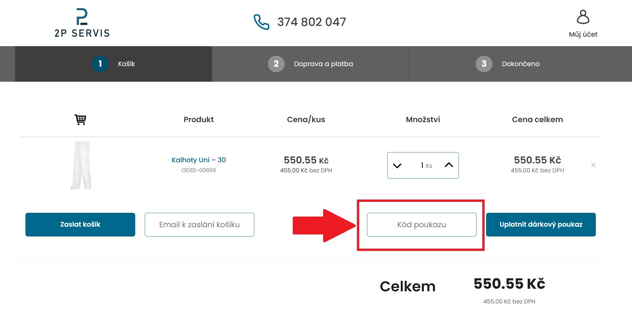 Bonus klub – návod na vložení kódu do košíku